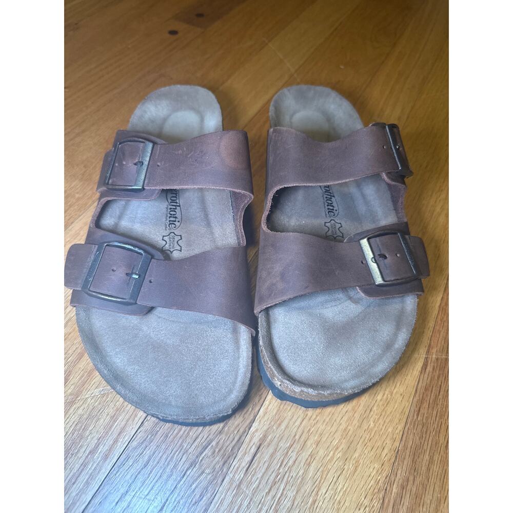 Aerothotic Buckle Slide Sandals Suede Leather Comfort Men’s Sz 43 (US 10)